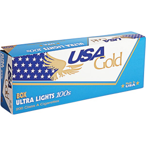 USA Gold Ultra Lights 100s Box cigarettes 10 cartons